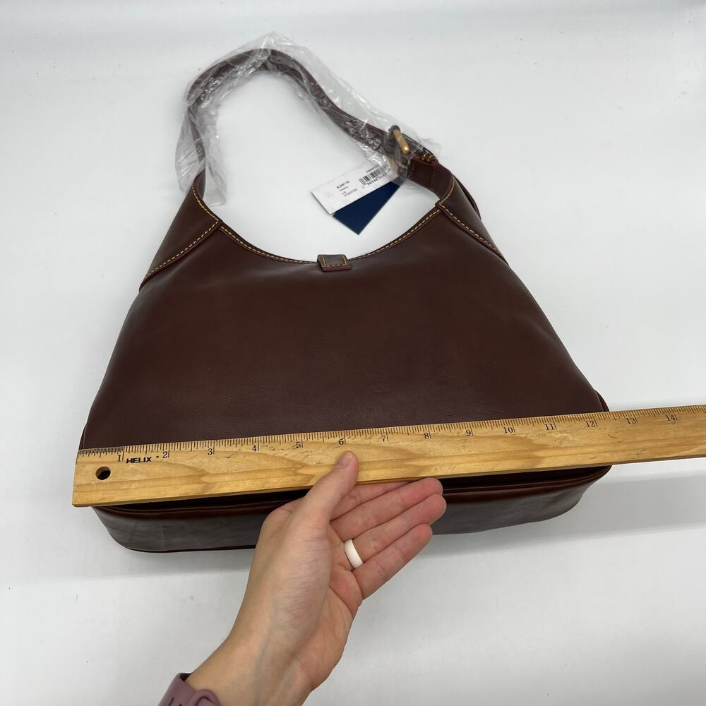 Dooney & Bourke Florentine Leather Crescent Hobo Women Purse Chestnut - Picture 8 of 16